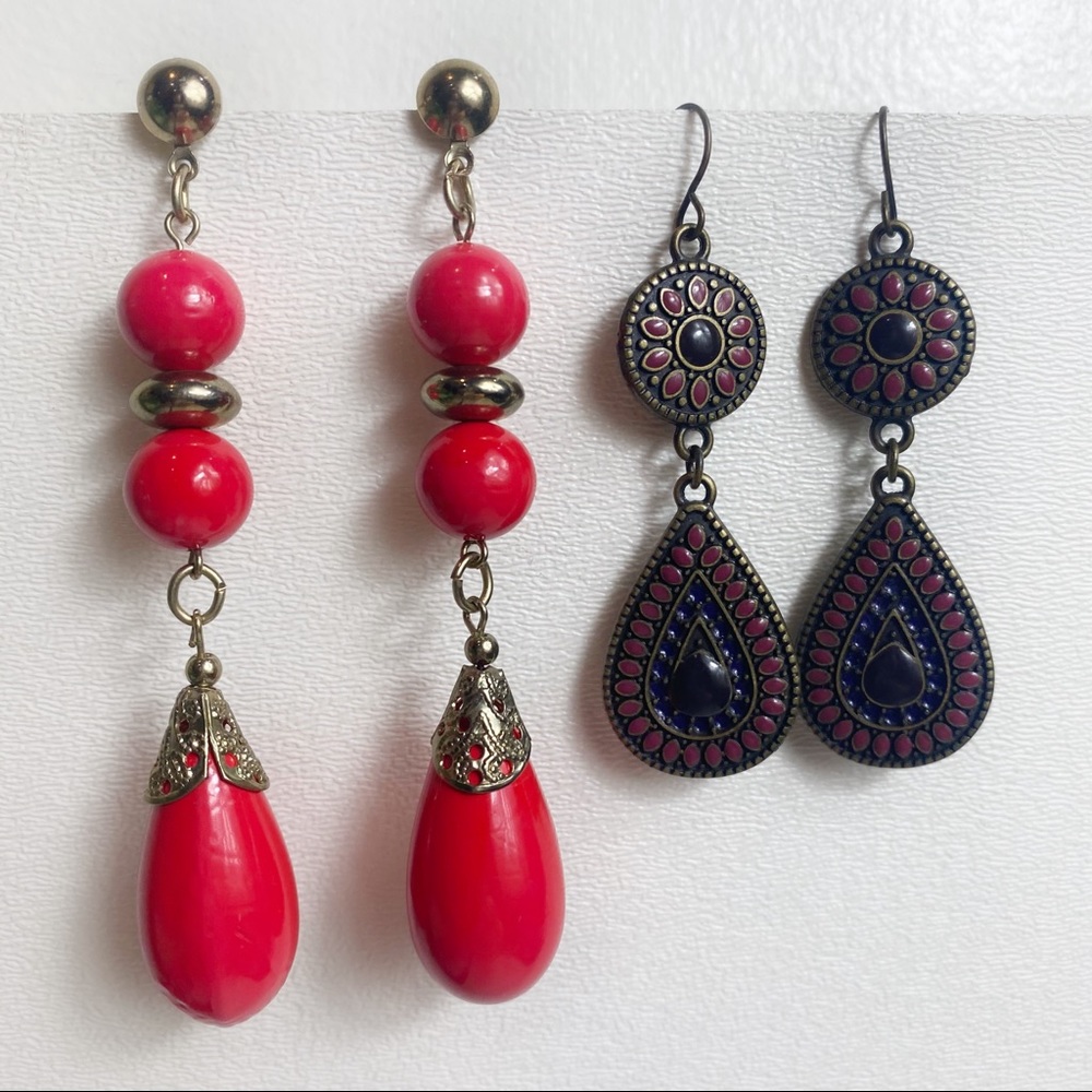 Unbranded Bohemian Dangle Earrings Set Of Two